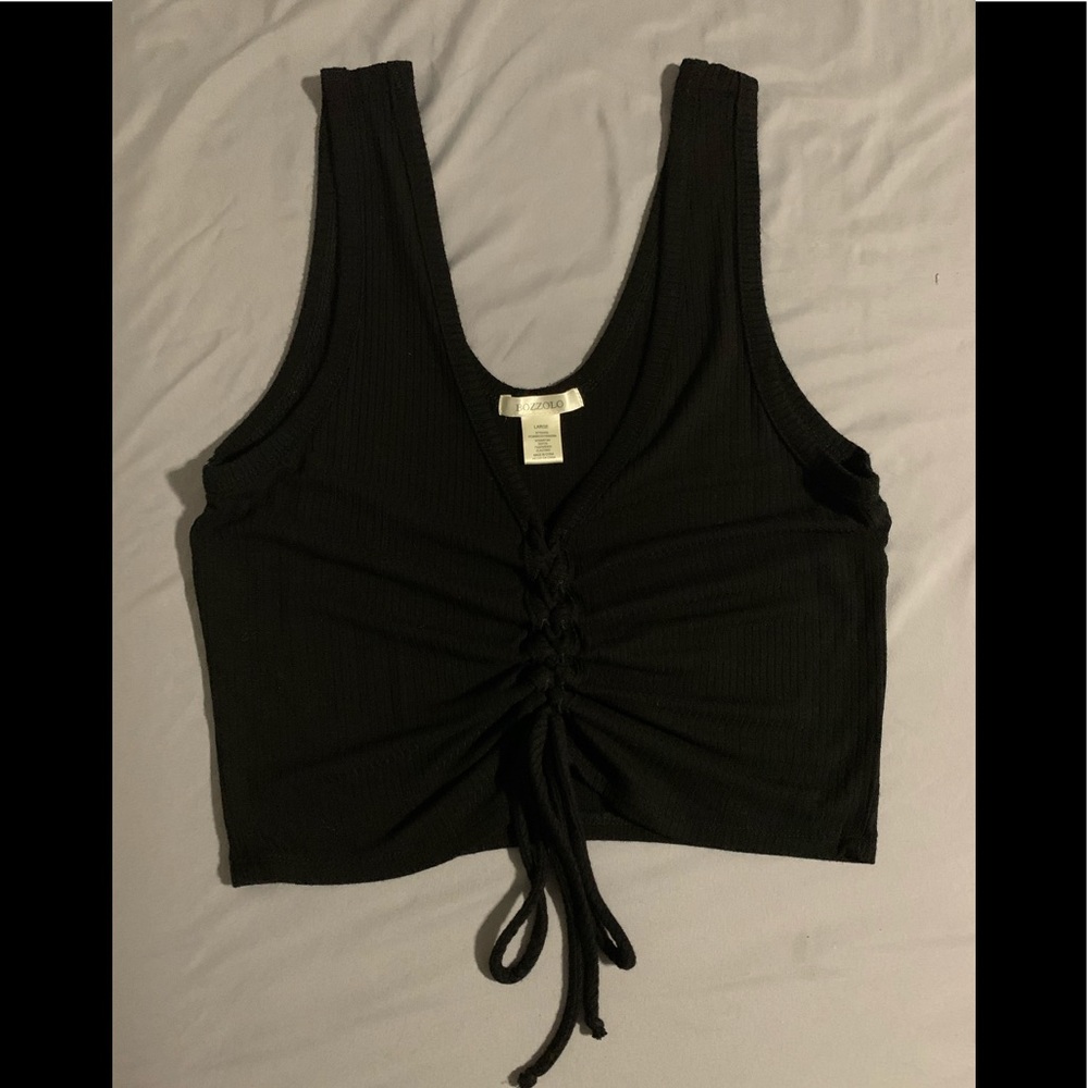 BOZZOLO large Ribbed Crop Tank Top// w drawstring